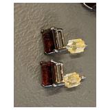 Sterling Silver 925 Red Stone Bracelet & Earring Set