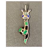 Sterling Silver 925 Snail Pendant Enamel Accents