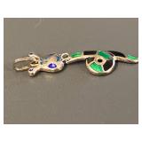 Sterling Silver 925 Snail Pendant Enamel Accents