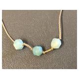 Sterling Silver 925 Hexagonal Blue Beaded Necklace