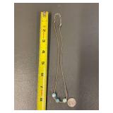 Sterling Silver 925 Hexagonal Blue Beaded Necklace