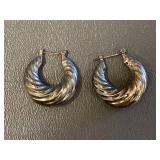 Vintage Sterling Silver 925 Twisted Hoop Earrings