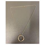 Sterling Silver 925 Interlocking Rings Pendant Necklace