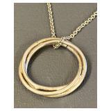 Sterling Silver 925 Interlocking Rings Pendant Necklace