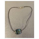 Unique Glass Pendant Necklace with Sterling Silver 925 Clasp