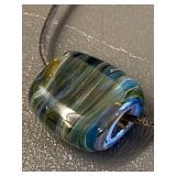 Unique Glass Pendant Necklace with Sterling Silver 925 Clasp