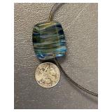 Unique Glass Pendant Necklace with Sterling Silver 925 Clasp