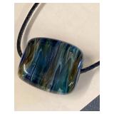 Unique Glass Pendant Necklace with Sterling Silver 925 Clasp