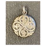 Sterling Silver 925 Pendant with Scroll Design