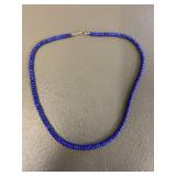 Elegant Blue Bead Necklace with Sterling Silver 925 Lobster Clasp