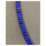 Elegant Blue Bead Necklace with Sterling Silver 925 Lobster Clasp