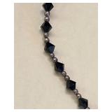 Black Onyx Bead Necklace Sterling Silver 925 Clasp