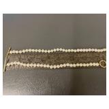 14K Knotted Pearl Necklace and Bracelet Set