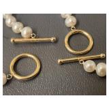 14K Knotted Pearl Necklace and Bracelet Set