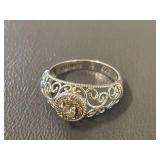 Sterling Silver Ring with Champagne Diamond 925