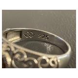 Sterling Silver Ring with Champagne Diamond 925