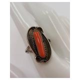 Vintage Navajo Coral Sterling Ring