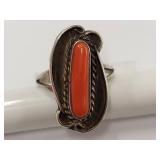 Vintage Navajo Coral Sterling Ring