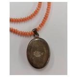 Vintage Sterling Silver & Coral Our Lady of Guadalupe Necklace