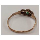 Vintage Tested 10k Gold Ring with Emerald Green Gemstone