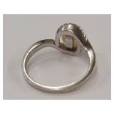 Elegant White Pearl Ring with Sterling Silver Band and Gem Accents