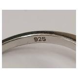 Elegant White Pearl Ring with Sterling Silver Band and Gem Accents