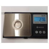 Elegant White Pearl Ring with Sterling Silver Band and Gem Accents