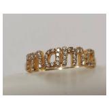 Gold-Tone Sterling Silver Mama Ring with Sparkling Stones