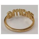 Gold-Tone Sterling Silver Mama Ring with Sparkling Stones