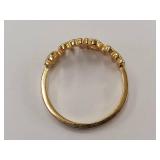 Gold-Tone Sterling Silver Mama Ring with Sparkling Stones