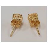 Elegant Gold-Tone Sterling Silver Yellow Gemstone Stud Earrings