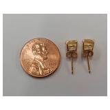 Elegant Gold-Tone Sterling Silver Yellow Gemstone Stud Earrings