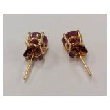 Elegant Gold-Tone Sterling Silver Ruby Stud Earrings