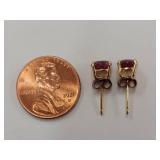 Elegant Gold-Tone Sterling Silver Ruby Stud Earrings