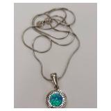 Sterling Silver Necklace with Opal Gemstone Pendant
