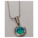 Sterling Silver Necklace with Opal Gemstone Pendant