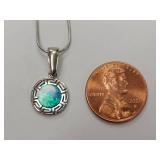 Sterling Silver Necklace with Opal Gemstone Pendant