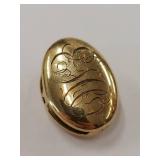 Antique 10K Gold Oval Clip with Steel Spring
