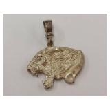 Sterling Silver Cougar Head Pendant with Intricate Design