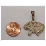 Sterling Silver Cougar Head Pendant with Intricate Design