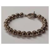 Italian Sterling Silver Bead Bracelet 8"