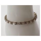 Sterling Silver Baguette Stone Bracelet 7"