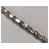 Sterling Silver Baguette Stone Bracelet 7"