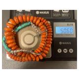 Sterling Silver Turquoise & Coral Bead Necklace 21"