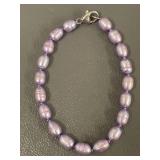 8" Lavender Pearl Bracelet With Sterling Silver Clasp