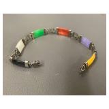 Multicolor Gemstone Bracelet 925 Silver Intricate Design
