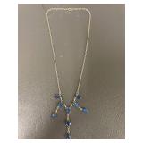 Sterling Silver Necklace with Blue Stones