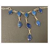 Sterling Silver Necklace with Blue Stones