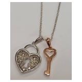 Sterling Silver Heart Lock and Key Necklace