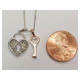 Sterling Silver Heart Lock and Key Necklace
